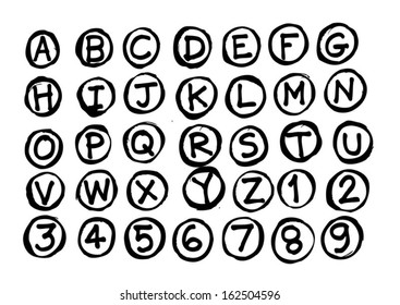 vector real Hand drawn letters font written with a pen 
