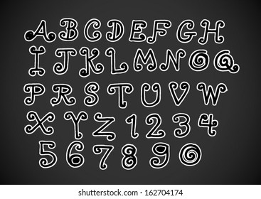 vector real Hand drawn letters font written with a pen 