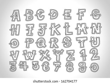 vector real Hand drawn letters font written with a pen 