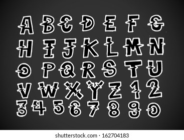 vector real Hand drawn letters font written with a pen 