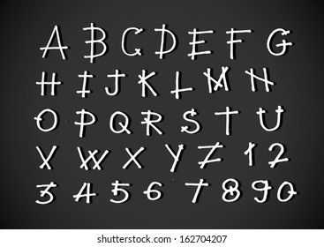 vector real Hand drawn letters font written with a pen 