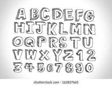 vector real Hand drawn letters font written with a pen 