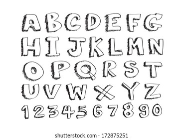 vector real Hand drawn letters font written with a pen