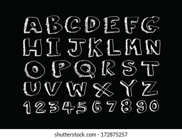vector real Hand drawn letters font written with a pen