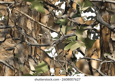 Vector real tree hunting camouflage seamless pattern texture. Camo pattern, hunting seamless pattern. hunting camo. Vector camouflage