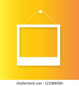 Vector realisitc paper or plastic white picture-framing mat with wide borders shadow. Isolated picture frame mockup template on yellow background.