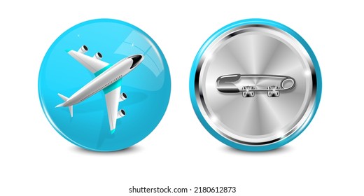 Vector realistic 3d airplane icon. A simple symbolic illustration of aviation on the icon. Icon front and rear view