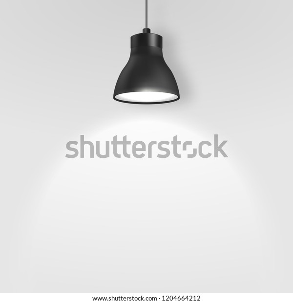 Vector Realistic 3d Black Spotlight Hang Stock Vector Royalty