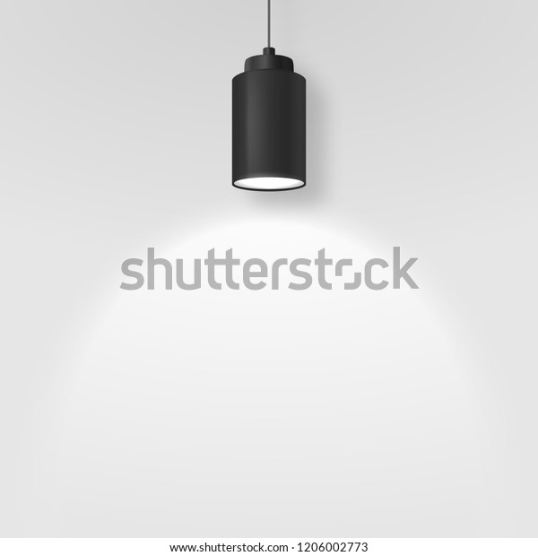 Vector Realistic 3d Black Spotlight Hang Stock Vector Royalty