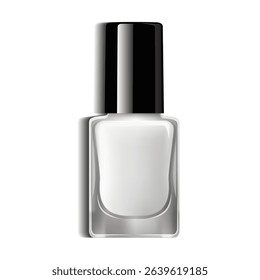 Vector realistic 3d bottle of nail polish with shadow isolated from background. White empty jar mockup of packages for branding, products. Cosmetic beauty product