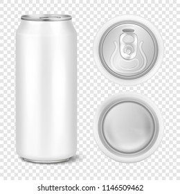 Vector realistic 3d empty glossy metal white aluminium beer pack or can visual 500ml. Can be used for lager, alcohol, soft drink, soda, fizzy pop, lemonade, cola, energy drink, juice, water etc. Icon