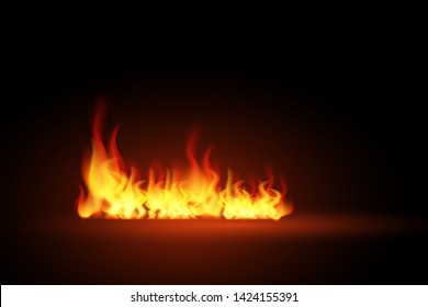 Vector realistic 3d Eternal fire for sales poster, banner, illustration of flames of candle or light, memorial ceremony, praying in darkness. Rest in peace illustration, memory day, honor, wildfire
