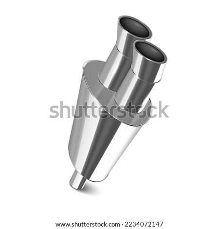 Vector realistic, 3D exhaust pipe, auto parts muffler isolated.