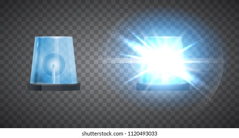 Vector Realistic 3d Flasher Siren Isolated On Transparent Background. Emergency Beacon.