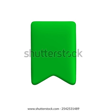 Vector Realistic 3d Green Bookmark Ribbon icon. Vintage design element, cute decorative sticker. Cartoon 3d ribbon tag for sale banner, price tag, black friday advert, game, app, label.