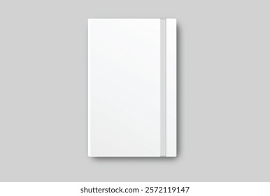 Vector realistic 3d hardcover notebook and bookmark with white blank paper isolated on background. For the business presentation journal, notepad, booklet, catalogue, publisher, advertising corporate
