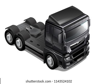 vector of realistic 3D illustration of gray truck model