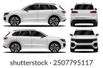 vector realistic 3d illustration white car with gradients and perspective from front back and side view	