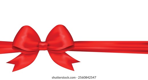 Vector realistic 3D image of a bow. Concept of a gift and surprise for holidays. Birthday, Valentine's Day, etc. Element for your design