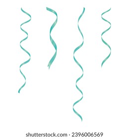 Vector realistic 3d jade silk or satin ribbons set.