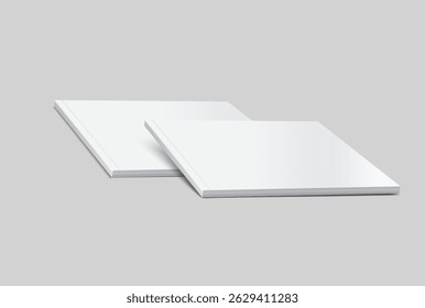 Vector realistic 3d landscape magazine mockup with white blank covers template on background. For the business presentation magazine, notebook, booklet, brochure, catalogue or a publisher advertising
