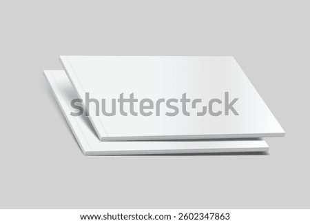Vector realistic 3d landscape magazine mockup with white blank covers template on background. For the business presentation magazine, notebook, booklet, brochure, catalogue or a publisher advertising
