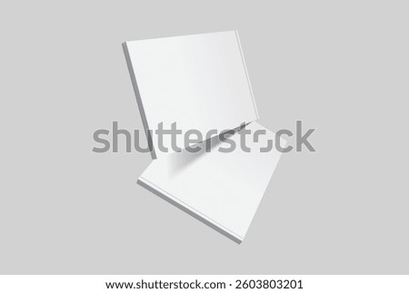 Vector realistic 3d landscape magazine mockup with white blank covers template on background. For the business presentation magazine, notebook, booklet, brochure, catalogue or a publisher advertising
