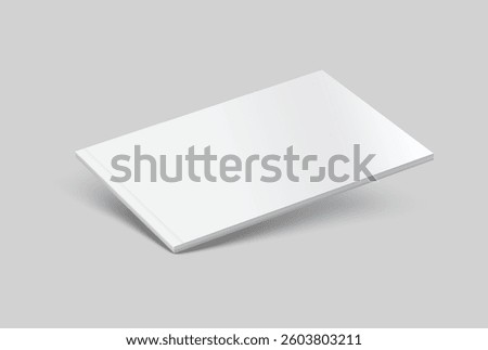 Vector realistic 3d landscape magazine mockup with white blank covers template on background. For the business presentation magazine, notebook, booklet, brochure, catalogue or a publisher advertising

