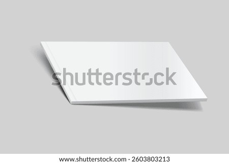 Vector realistic 3d landscape magazine mockup with white blank covers template on background. For the business presentation magazine, notebook, booklet, brochure, catalogue or a publisher advertising
