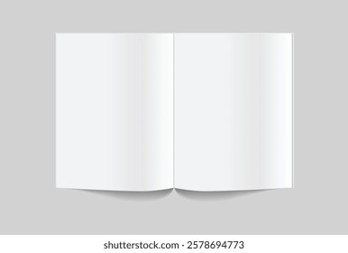 Vector realistic 3d magazine mockup with white blank cover isolated on background. For the business presentation magazine, notebook, booklet, brochure, catalogue or a publisher advertising corporate
