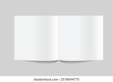 Vector realistic 3d magazine mockup with white blank cover isolated on background. For the business presentation magazine, notebook, booklet, brochure, catalogue or a publisher advertising corporate
