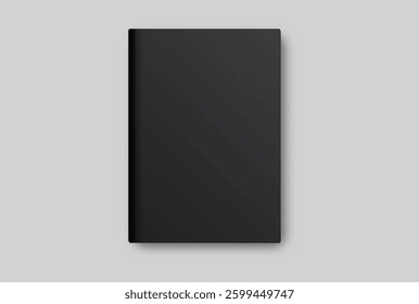Vector realistic 3d magazine mockup with black blank cover isolated on background. For the business presentation magazine, notebook, booklet, brochure, catalogue or a publisher advertising corporate

