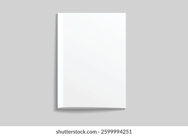 Vector realistic 3d magazine mockup with white blank cover isolated on background. For the business presentation magazine, notebook, booklet, brochure, catalogue or a publisher advertising corporate
