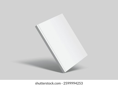 Vector realistic 3d magazine mockup with white blank cover isolated on background. For the business presentation magazine, notebook, booklet, brochure, catalogue or a publisher advertising corporate
