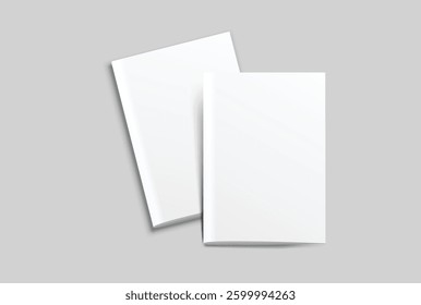 Vector realistic 3d magazine mockup with white blank cover isolated on background. For the business presentation magazine, notebook, booklet, brochure, catalogue or a publisher advertising corporate
