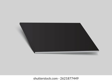 Vector realistic 3d magazine mockup with black blank cover isolated on background. For the business presentation magazine, notebook, booklet, brochure, catalogue or a publisher advertising corporate

