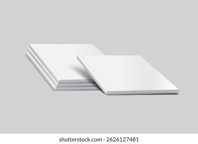 Vector realistic 3d magazine mockup with white blank cover isolated on background. For the business presentation magazine, notebook, booklet, brochure, catalogue or a publisher advertising corporate
