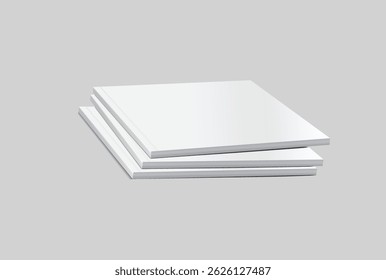 Vector realistic 3d magazine mockup with white blank cover isolated on background. For the business presentation magazine, notebook, booklet, brochure, catalogue or a publisher advertising corporate
