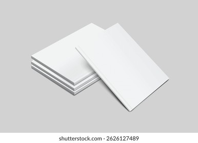 Mockup de revista 3d realista de vetor com tampa branca em branco isolada no fundo. Para a revista de apresentação de negócios, notebook, livreto, brochura, catálogo ou uma empresa de publicidade do editor
