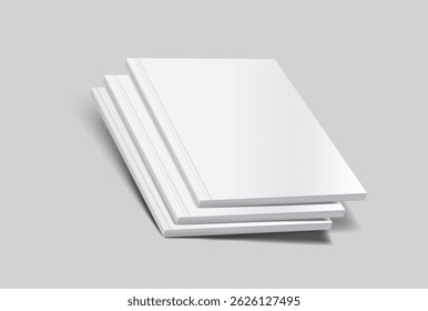 Vector realistic 3d magazine mockup with white blank cover isolated on background. For the business presentation magazine, notebook, booklet, brochure, catalogue or a publisher advertising corporate
