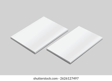 Vector realistic 3d magazine mockup with white blank cover isolated on background. For the business presentation magazine, notebook, booklet, brochure, catalogue or a publisher advertising corporate
