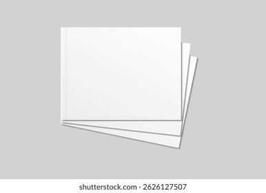 Mockup de revista 3d realista de vetor com tampa branca em branco isolada no fundo. Para a revista de apresentação de negócios, notebook, livreto, brochura, catálogo ou uma empresa de publicidade do editor
