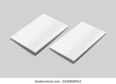 Vector realistic 3d magazine mockup with white blank cover isolated on background. For the business presentation magazine, notebook, booklet, brochure, catalogue or a publisher advertising corporate
