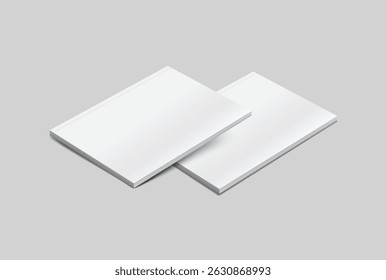Mockup de revista 3d realista de vetor com tampa branca em branco isolada no fundo. Para a revista de apresentação de negócios, notebook, livreto, brochura, catálogo ou uma empresa de publicidade do editor
