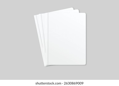Mockup de revista 3d realista de vetor com tampa branca em branco isolada no fundo. Para a revista de apresentação de negócios, notebook, livreto, brochura, catálogo ou uma empresa de publicidade do editor
