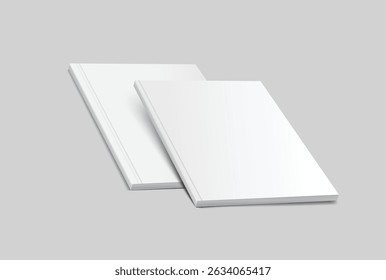 Vector realistic 3d magazine mockup with white blank cover isolated on background. For the business presentation magazine, notebook, booklet, brochure, catalogue or a publisher advertising corporate
