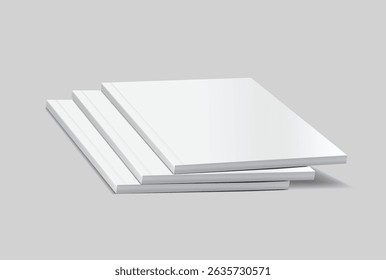 Vector realistic 3d magazine mockup with white blank cover isolated on background. For the business presentation magazine, notebook, booklet, brochure, catalogue or a publisher advertising corporate
