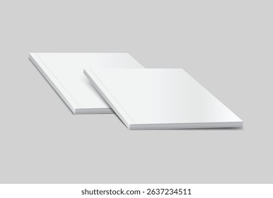 Vector realistic 3d magazine mockup with white blank cover isolated on background. For the business presentation magazine, notebook, booklet, brochure, catalogue or a publisher advertising corporate
