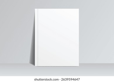 Vector realistic 3d magazine mockup with white blank cover isolated on background. For the business presentation magazine, notebook, booklet, brochure, catalogue or a publisher advertising corporate