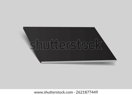 Vector realistic 3d magazine mockup with black blank cover isolated on background. For the business presentation magazine, notebook, booklet, brochure, catalogue or a publisher advertising corporate
